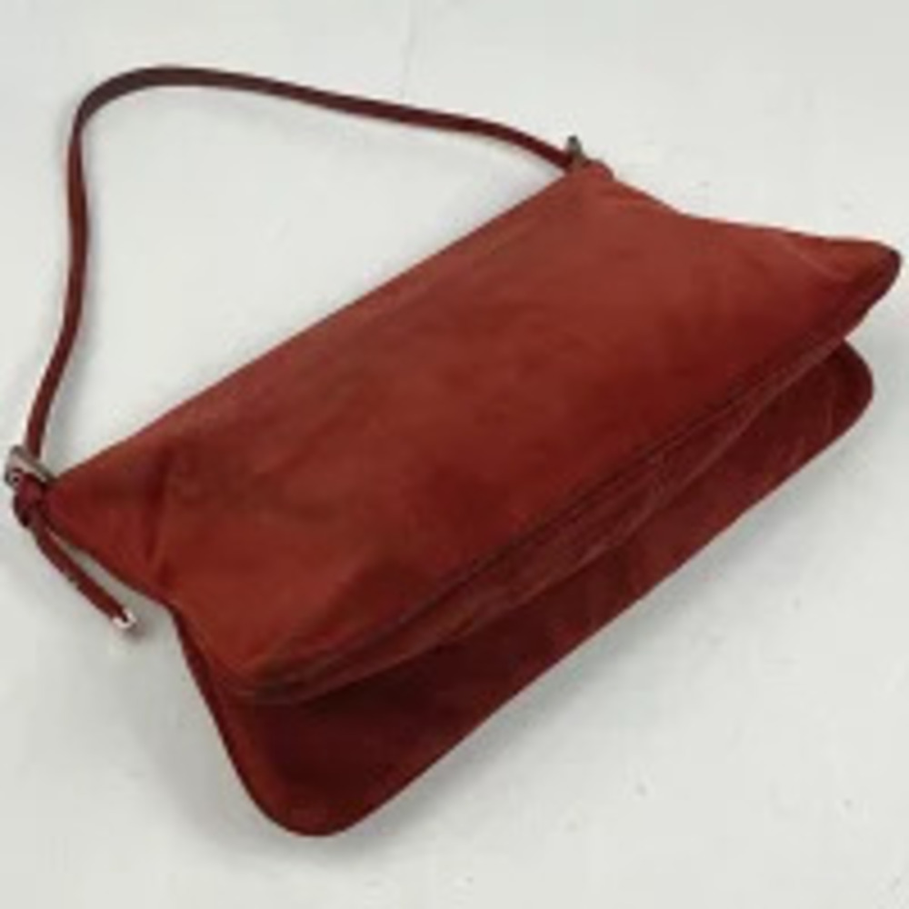 Fendi Zucca Red Suede Bag Handbag Shoulder